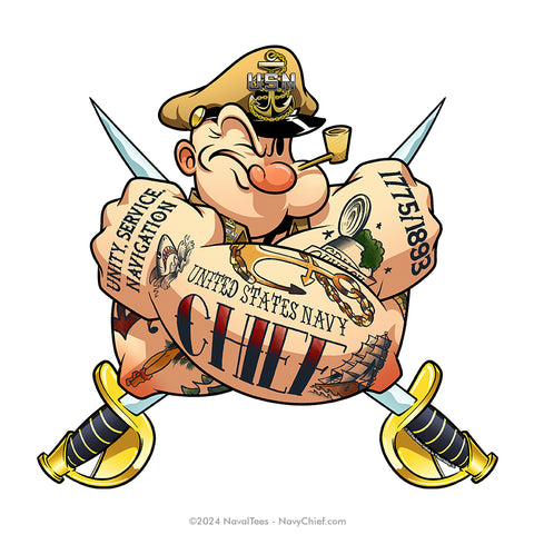 "CPO Tattooed Popeye" - 12oz Can Koozie