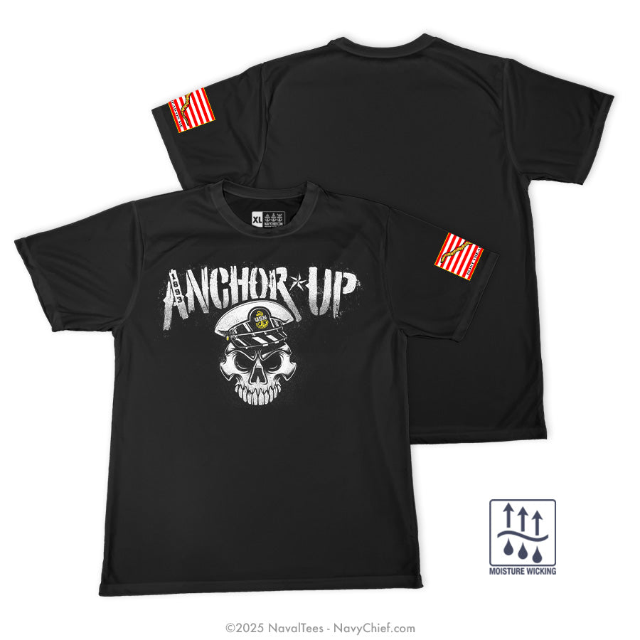 "Anchor Up Skull" Wicking Tee | Black