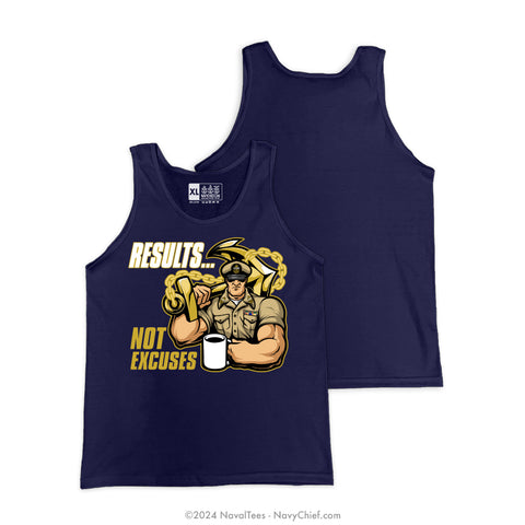 "Results - Not Excuses" Tank, Navy