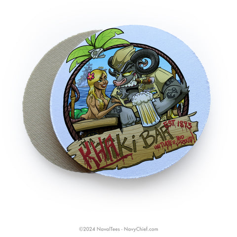 "Khaki Bar" - 4" Round Coaster