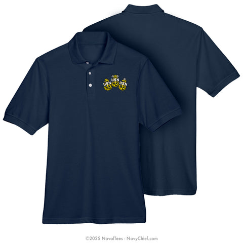 "Embroidered Anchors" Performance Polo | Navy