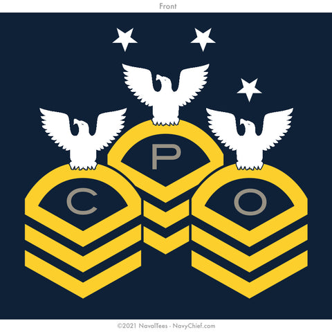"CPO Chevrons" Wicking Ladies Tee - Navy