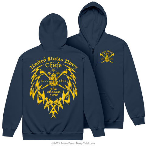 "Chosen Few Tribal" Zippered Hooded Sweatshirt | Navy