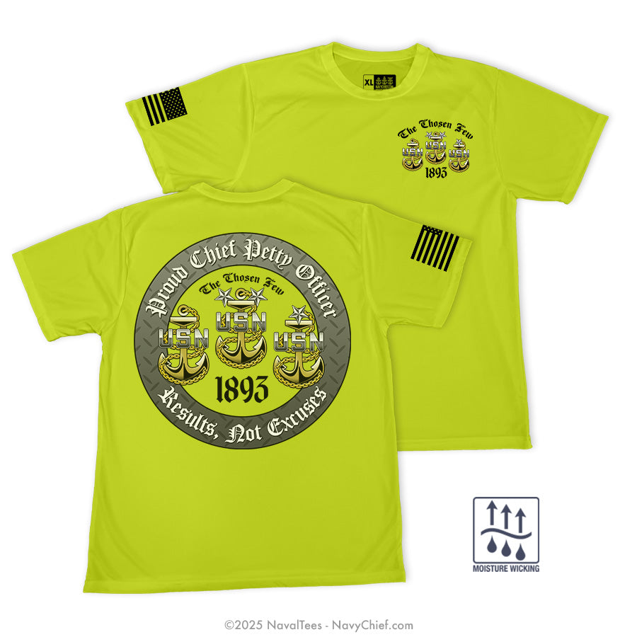 "Proud Navy Chief" Wicking Tee | Silver