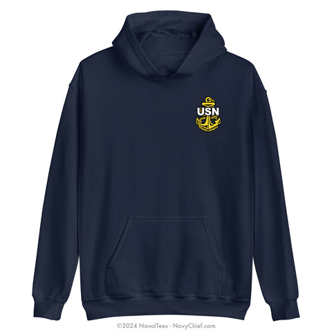 "Embroidered Anchor" Hooded Sweatshirt | Navy