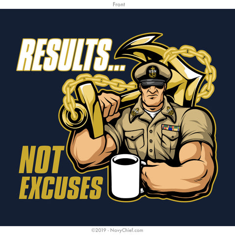"Results - Not Excuses" Tank, Navy - NavyChief.com - Navy Pride, Chief Pride.