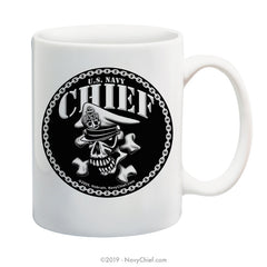 "Chief Skull and Crossbones" - 15 oz Coffee Mug - NavyChief.com - Navy Pride, Chief Pride.