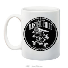 "Master Chief Skull and Crossbones" - 15 oz Coffee Mug - NavyChief.com - Navy Pride, Chief Pride.