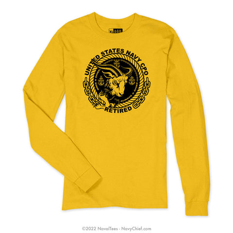 "CPO Retired" Goat Long Sleeve Tee - Gold