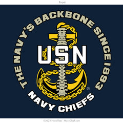 "Anchor Backbone" Long Sleeve Tee | Navy