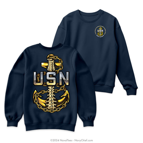 "Anchor Backbone" Crewneck Sweatshirt | Navy