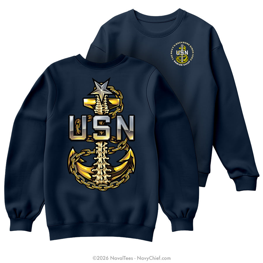 "Anchor Backbone" Crewneck Sweatshirt | Navy