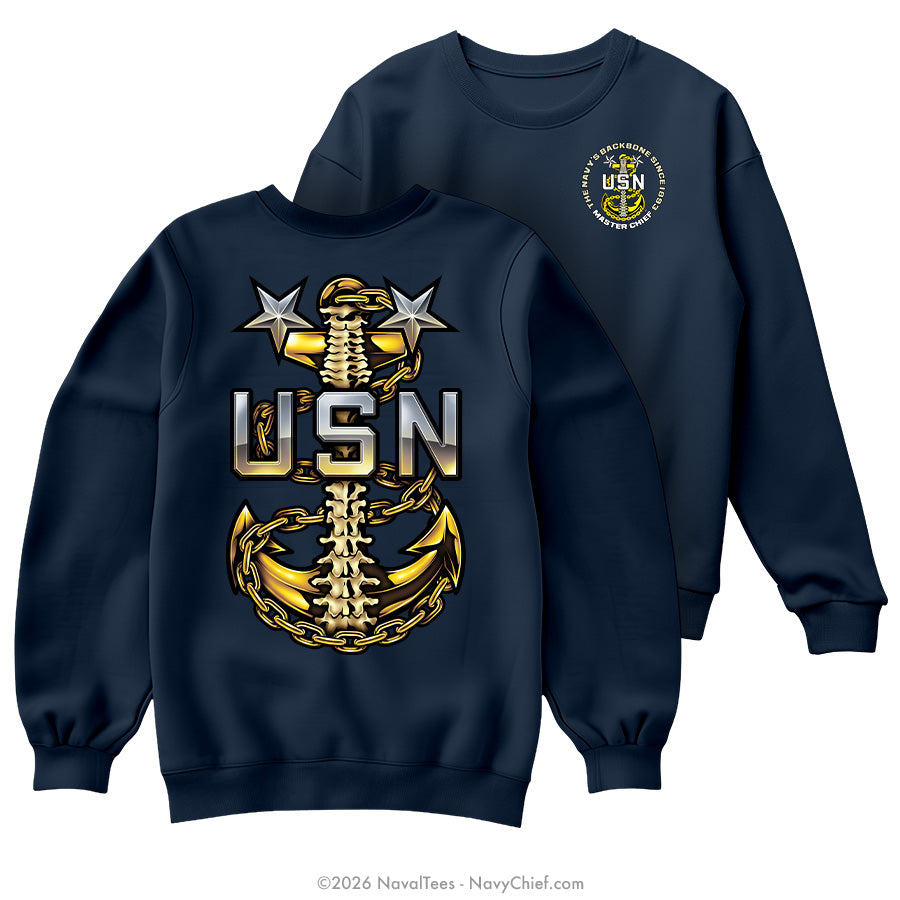 "Anchor Backbone" Crewneck Sweatshirt | Navy