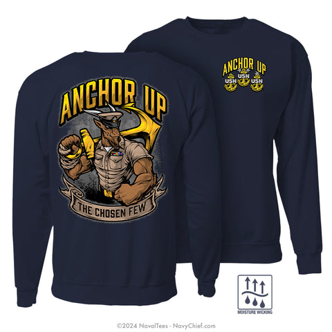 "Anchor Up Goat" Moisture Wicking Sweatshirt - Navy