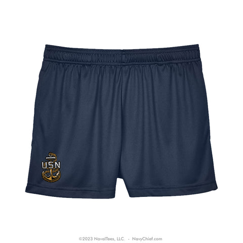 "Embroidered Anchor" Ladies Performance Shorts - Navy