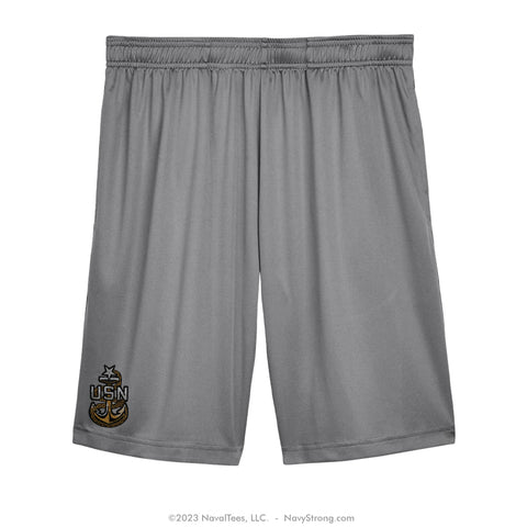 "Embroidered SCPO Anchor" Performance Shorts - Grey