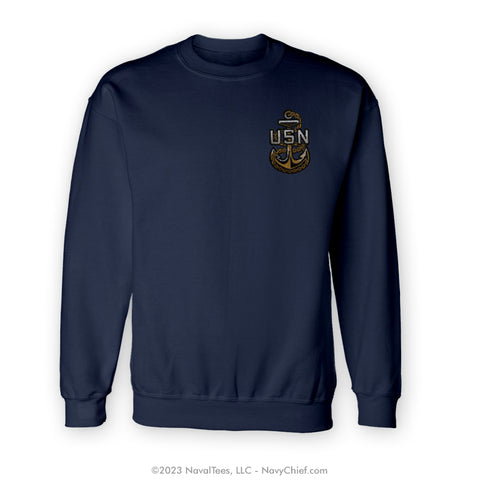 "Embroidered Anchor" Crewneck Sweatshirt - Navy