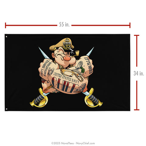 "CPO Popeye Tattoos" Flag | 55" x 34"