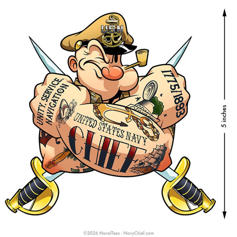"CPO Popeye Tattoos" | 5 inch Vinyl Decal