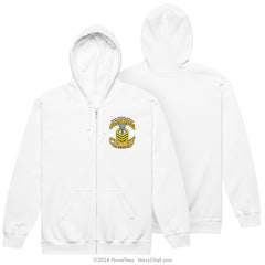 "Genuine CPO" Zippered Hooded Sweatshirt | White