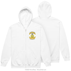 "Genuine CPO" Zippered Hooded Sweatshirt | White