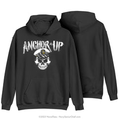 "Anchor Up Skull" Hooded Sweatshirt | Black