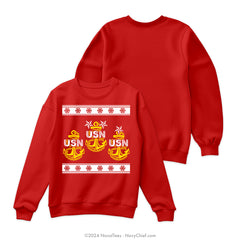 "3 Anchors" Ugly Christmas Sweatshirt | Red