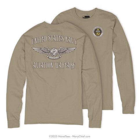 CPO "Enlisted Aviation Warfare" Long Sleeve Tee | Khaki