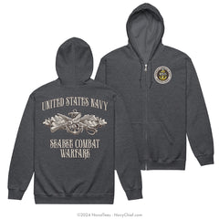 SCPO "Seabee Combat Warfare" Zippered Hoodie | Dark Heather