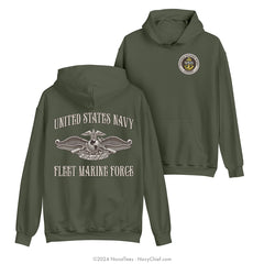 CPO "Fleet Marine Force" Hooded Sweatshirt | Military Green