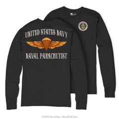 CPO "Naval Parachutist" Long Sleeve Tee | Black