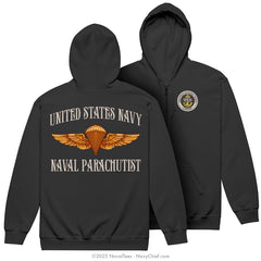 CPO "Naval Parachutist" Zippered Hoodie | Black