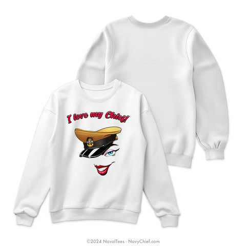 "Love My Chief" Crewneck Sweatshirt | White