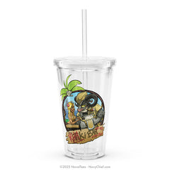 "Khaki Bar" - 16oz Clear Plastic Tumbler