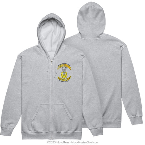 "Genuine MCPO" Zippered Hooded Sweatshirt | Grey