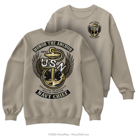 "Honor The Anchor" Crewneck Sweatshirt | Khaki
