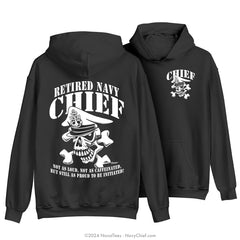 "Retired Skull & Crossbones" Hooded Sweatshirt | Black