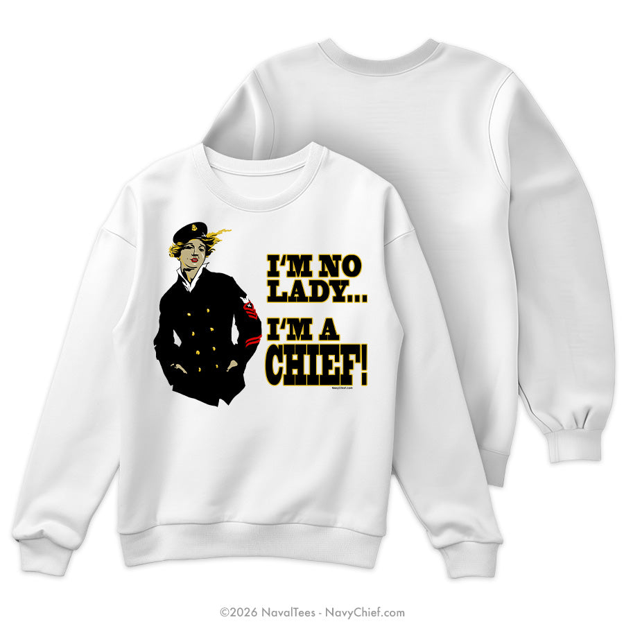 "No Lady" Crewneck Sweatshirt | White