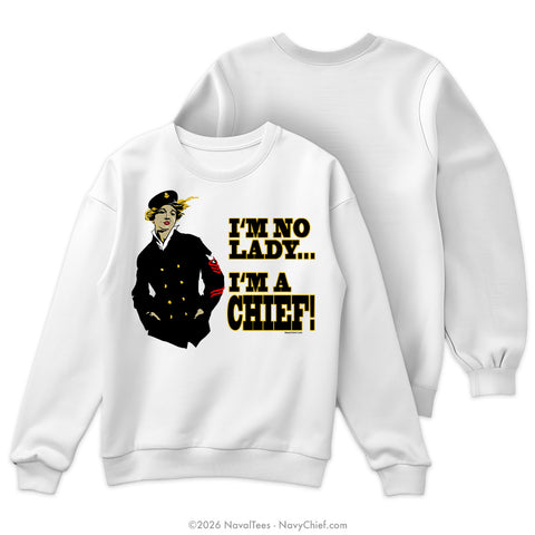 "No Lady" Crewneck Sweatshirt | White