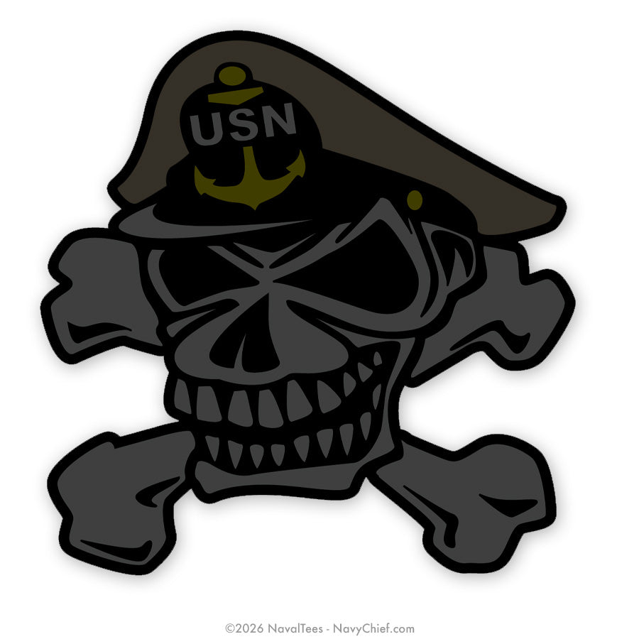 Navy Chief "Skull and Crossbones" | Black Decal