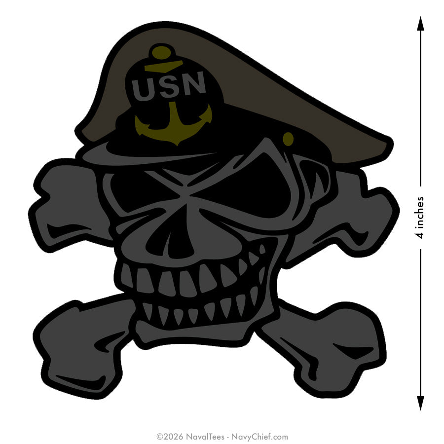Navy Chief "Skull and Crossbones" | Black Decal