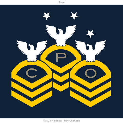 "CPO Chevrons" Tee | Left Chest | Navy