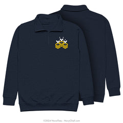 "CPO Chevrons" Quarter Zip Sweatshirt | Navy