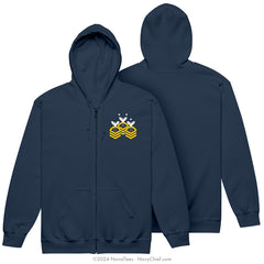 "CPO Chevrons" Zippered Hooded Sweatshirt | Navy