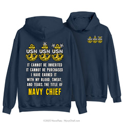 "Title of Chief" Hooded Sweatshirt | Navy