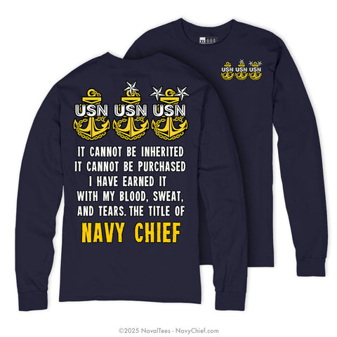 "Title of Chief" Long Sleeve Tee | Navy
