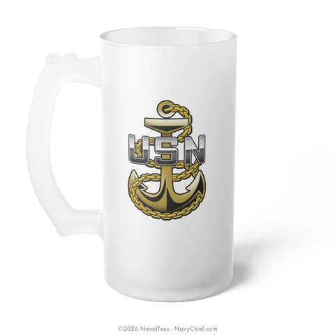 CPO "Fouled Anchor" | Frosted Glass Beer Mug