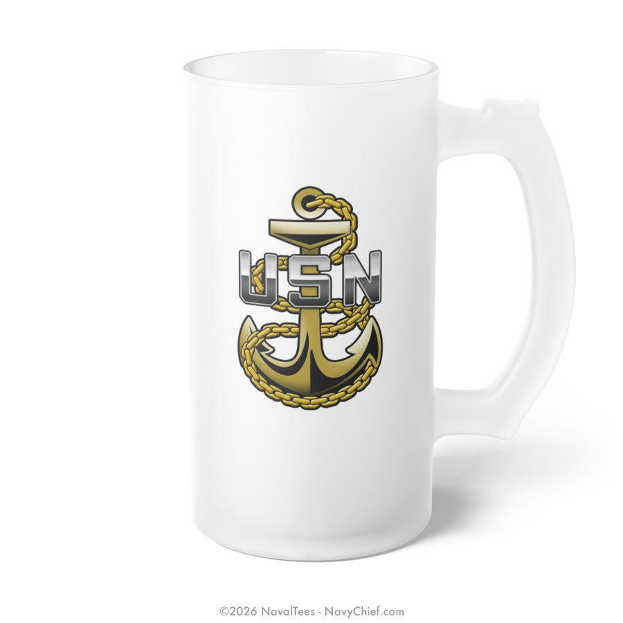 CPO "Fouled Anchor" | Frosted Glass Beer Mug