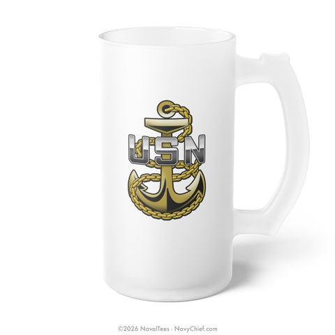 CPO "Fouled Anchor" | Frosted Glass Beer Mug