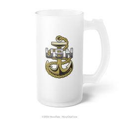 CPO "Fouled Anchor" | Frosted Glass Beer Mug
